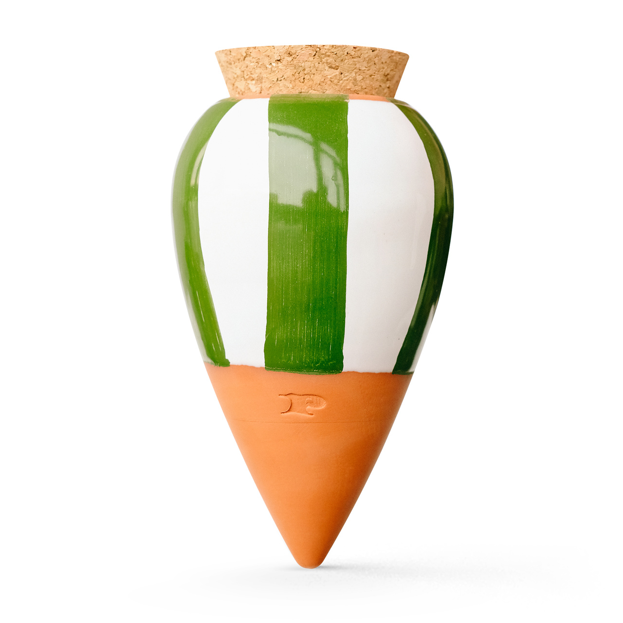 Olla - grün-weiß gestreift | Natürliche und einfache Bewässerung für Zimmerpflanzen