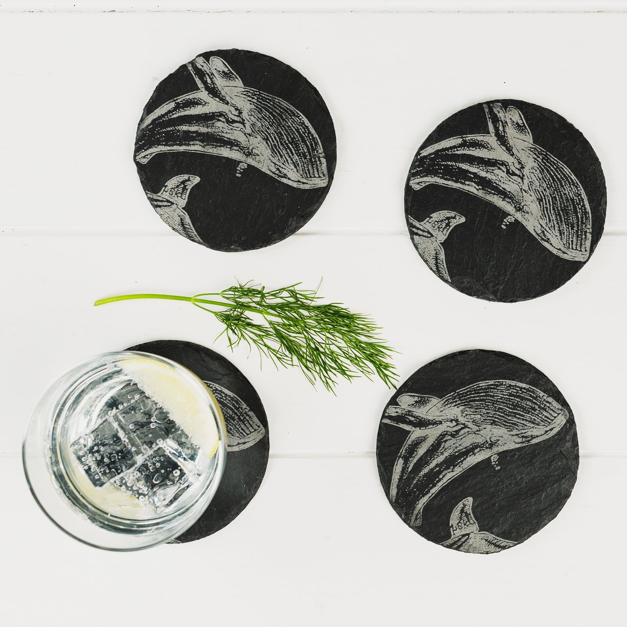 Schieferuntersetzer 4er-Set | Wal