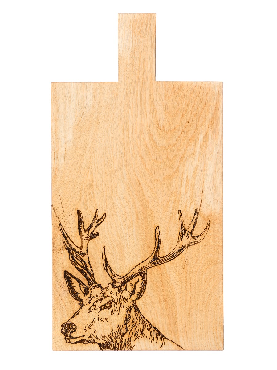 Großes Servierbrett mit Griff, Motiv Hirsch