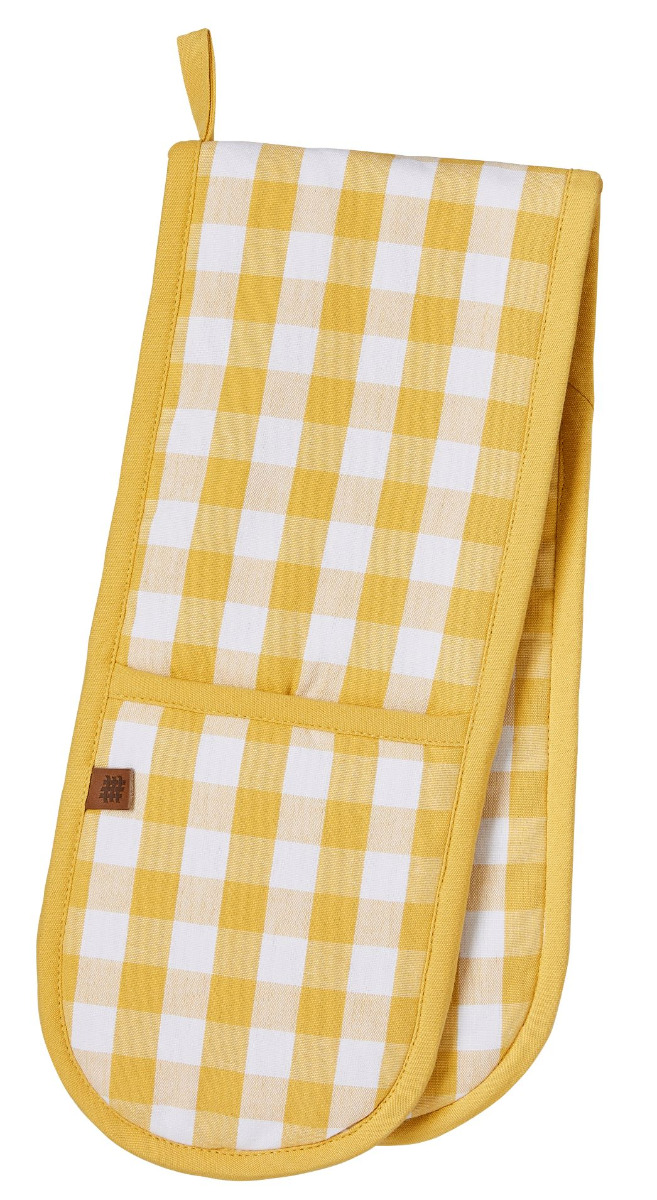 Doppelter Ofenhandschuh Gingham Yellow, von Ulster Weavers