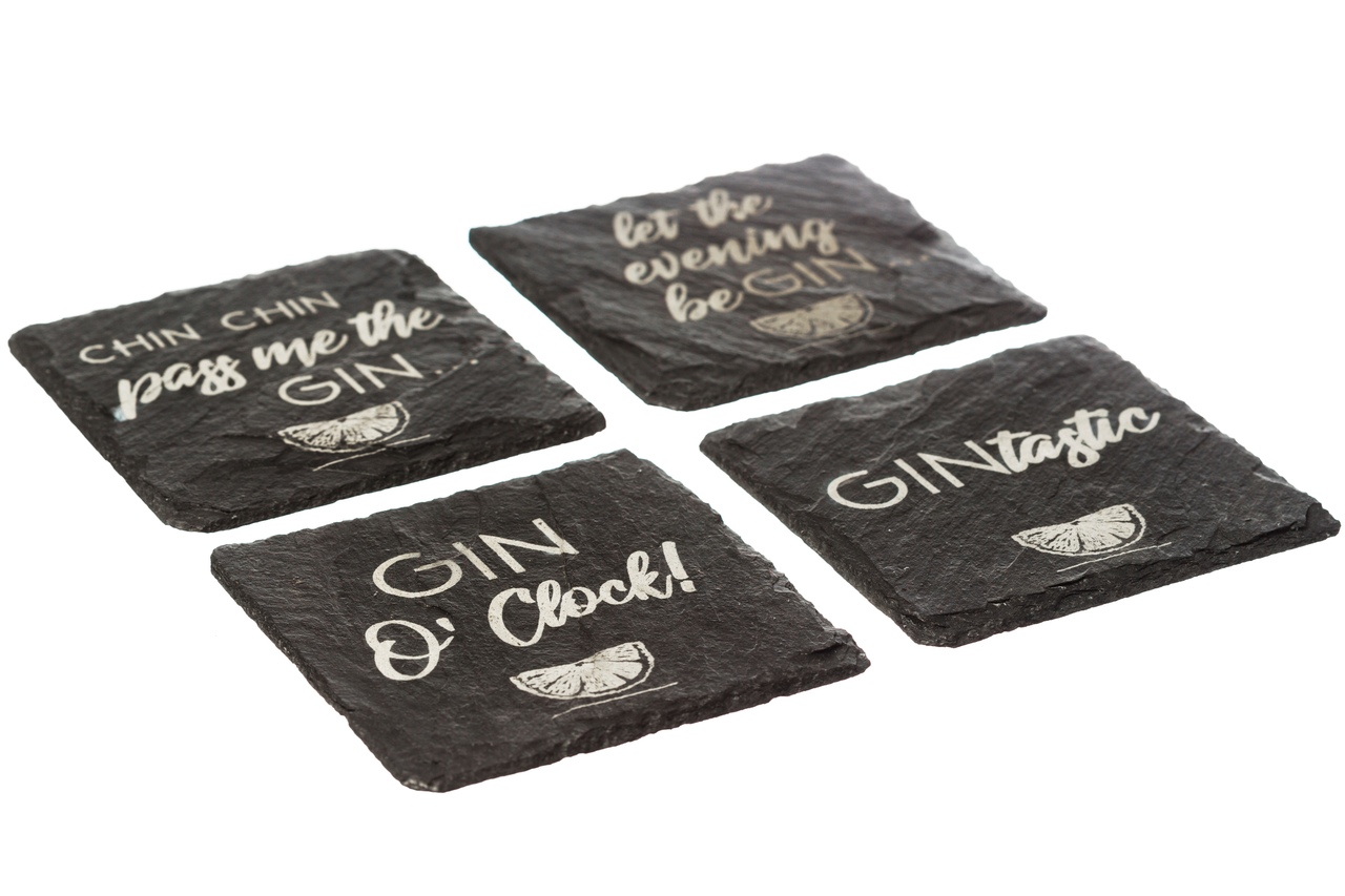 4er-Set Glasuntersetzer | Gin O'Clock & Co.