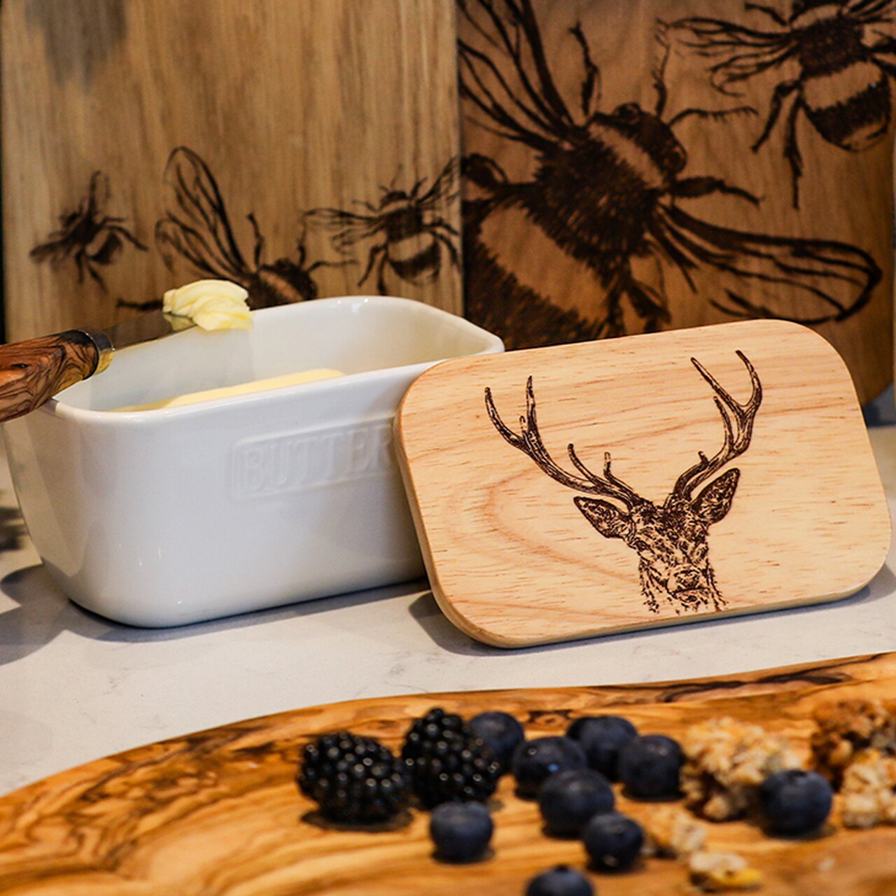 Hirschprinz | Butterdose wei? | von Selbrae House