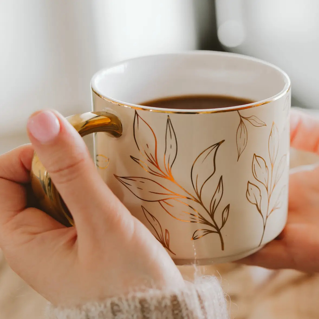 Goldhenkel-Tasse Herbsteleganz | Entspannter Genuss