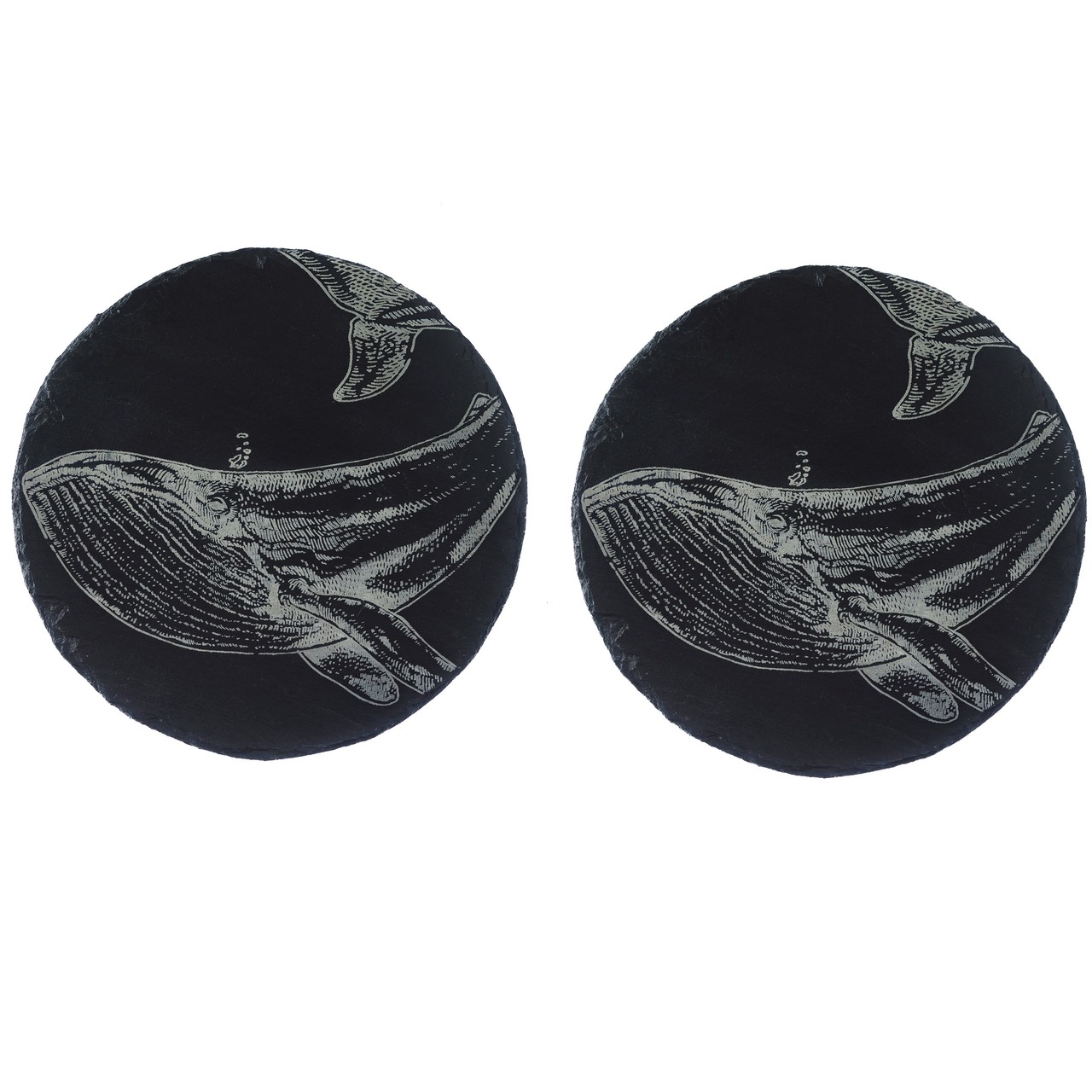 Runde Platzsets aus Schiefer, Motiv Wal