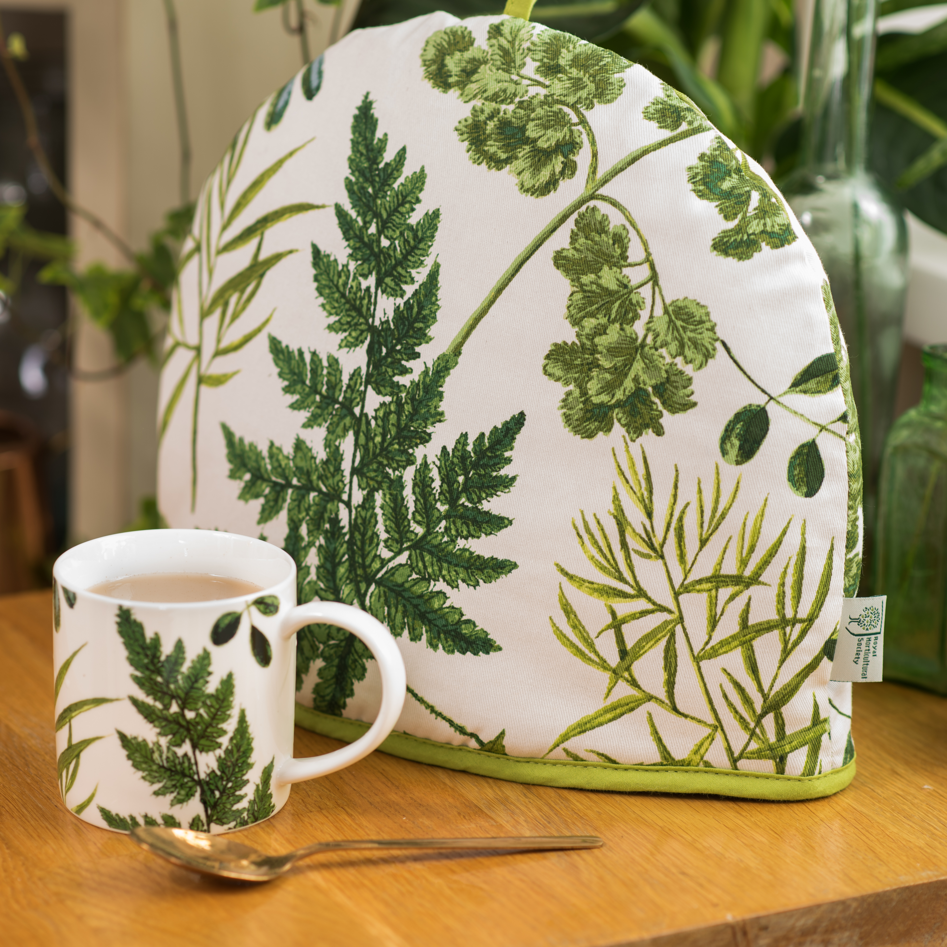 Tasse und Teehaube, Design Blattwerk - Foliage