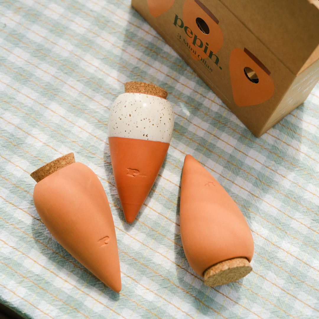 Das Olla-Trio Mini | 2 x Terracotta, 1 x gesprenkelt