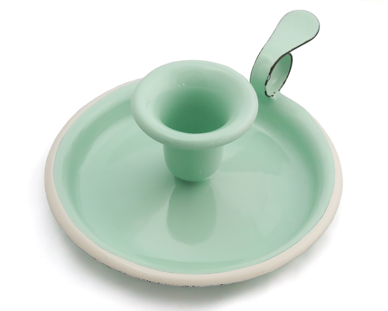 Kerzenhalter aus Emaille, mintgrün