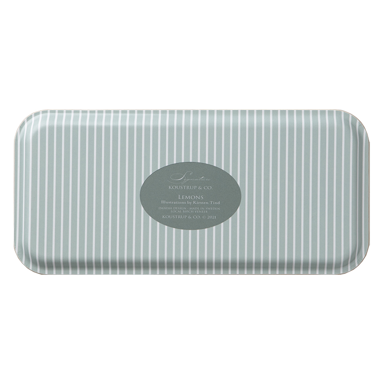 Die Rückseite des schmalen Tabletts 'Zitronen' | Hergestellt in Schweden