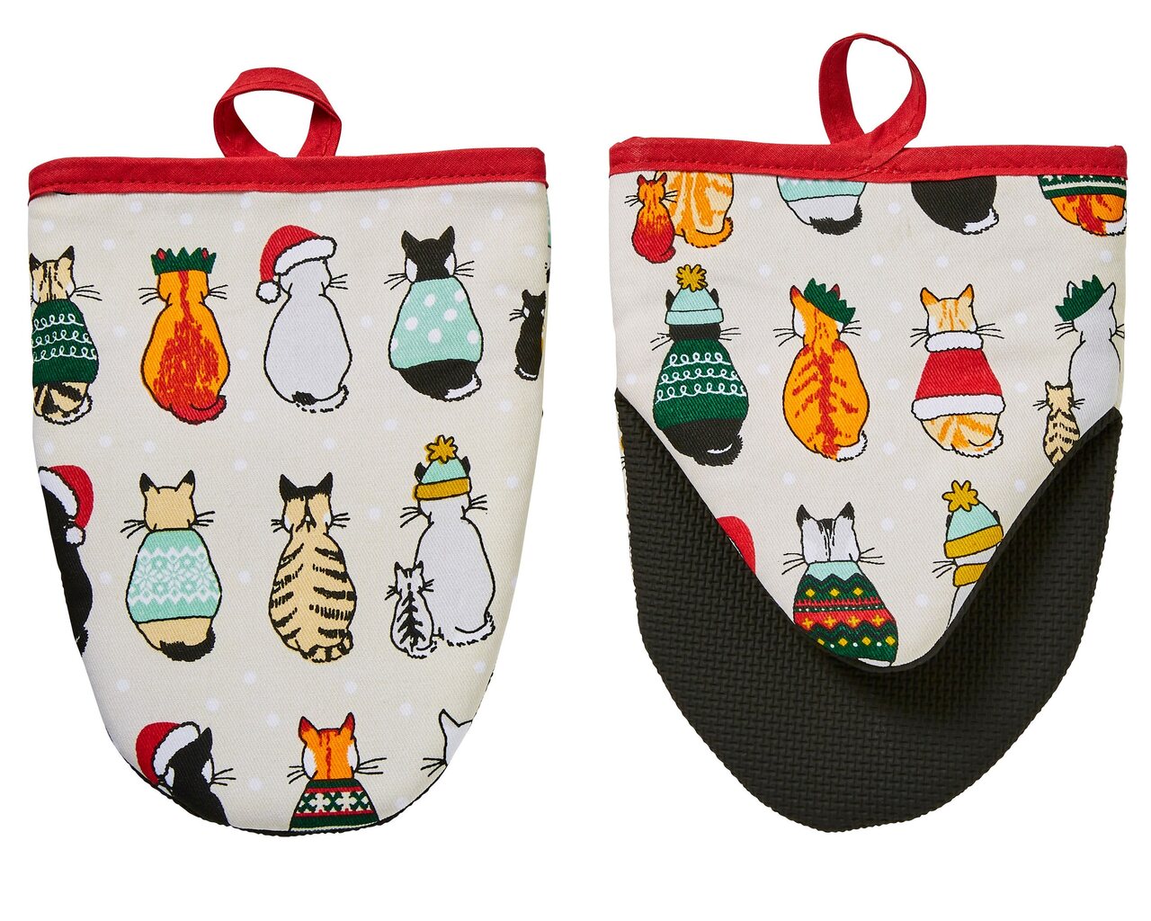 Wartende Weihnachts-Katzen -Topfhandschuhe | Micro Mitts | von Ulster Weavers