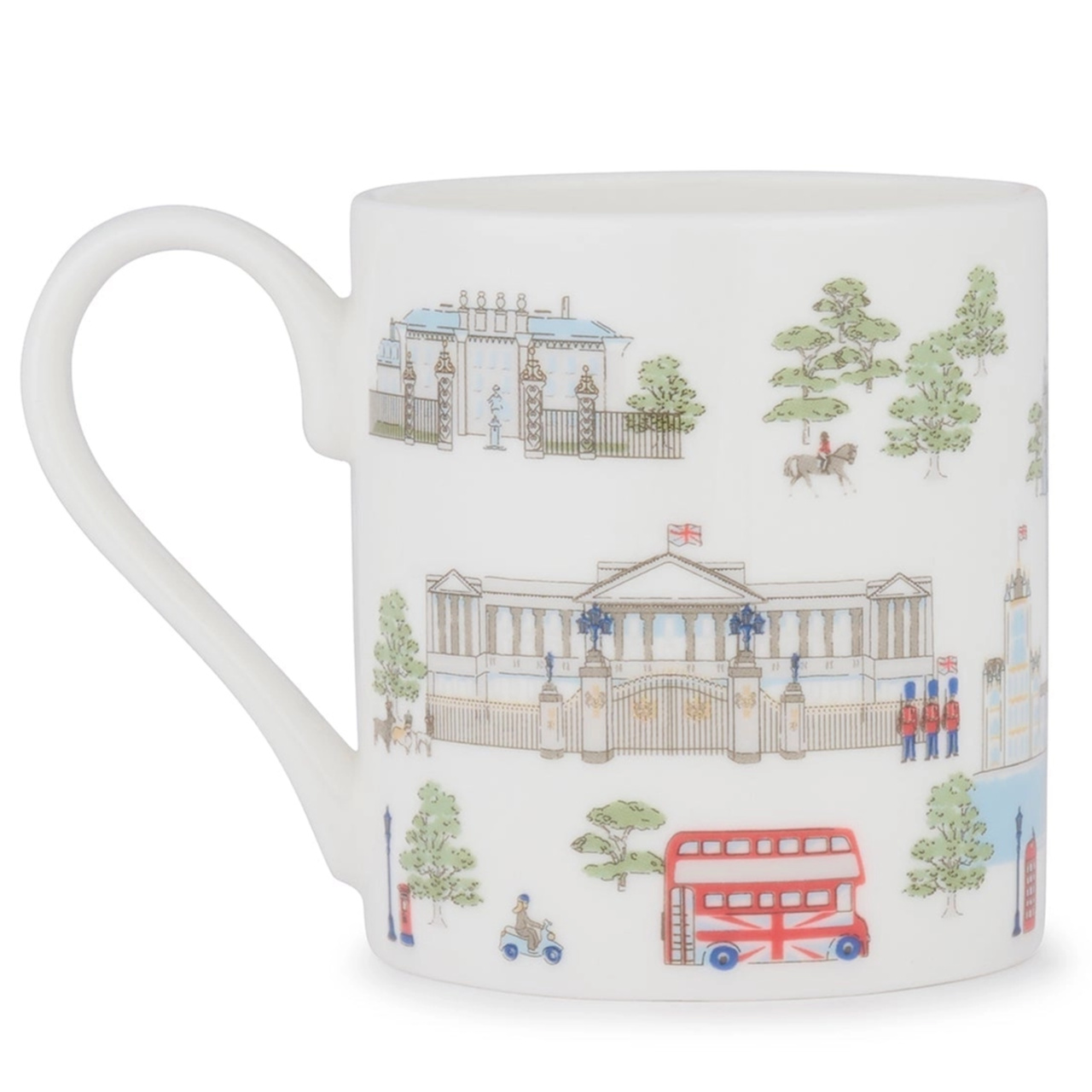 London-Tasse | Buckingham-Palace, Doppeldecker-Bus, rote Kulttelefonzelle