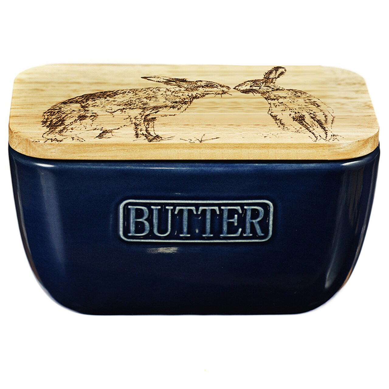 Kissing Hares | Butterdose blau