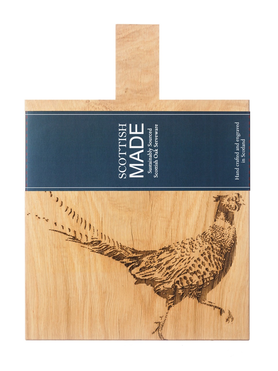 Schneide- & Servierbrett aus Eiche, Motiv Fasan | Scottish Made