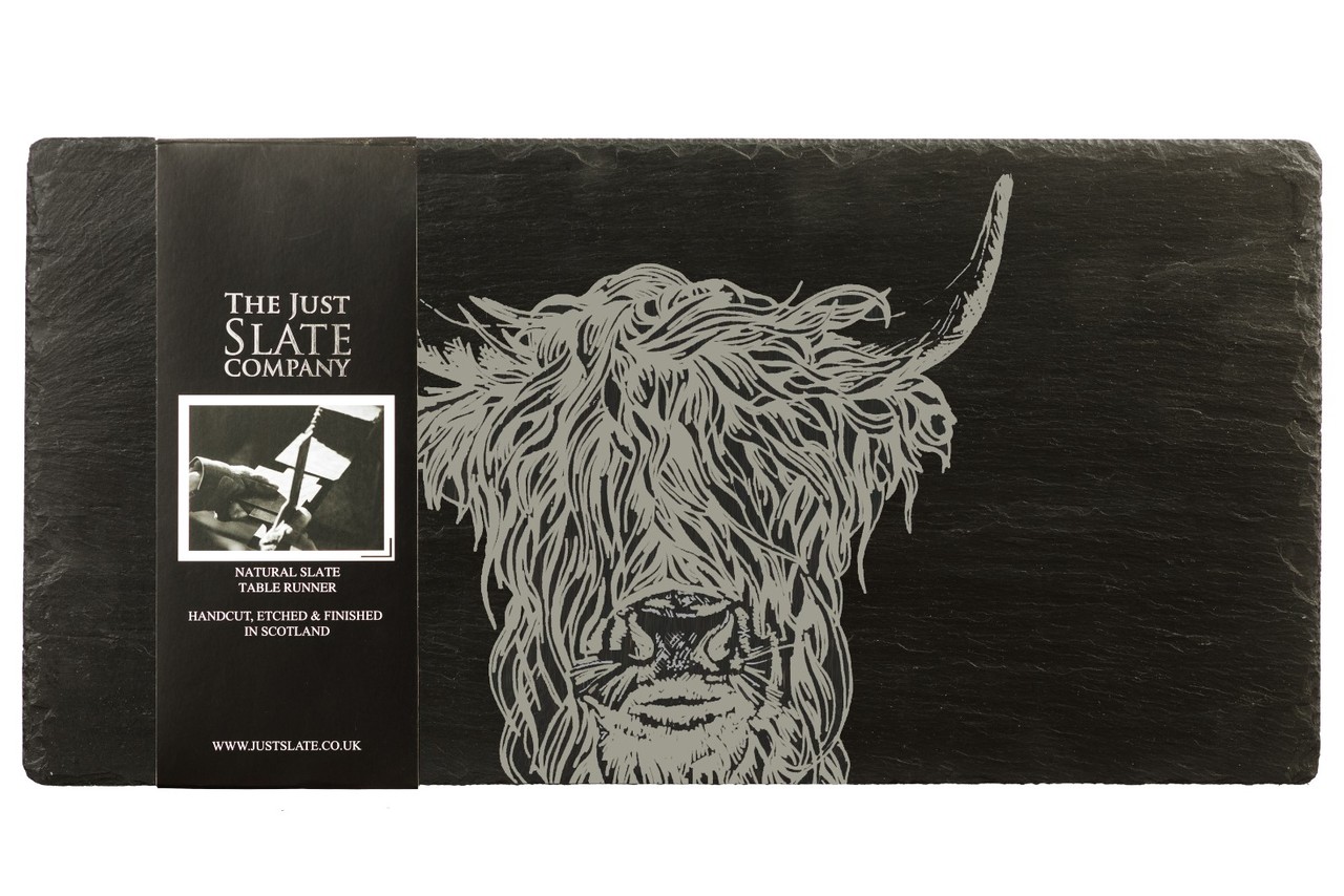 Schiefer-Servierplatte Highland Cow | The Just Slate Company - Selbrae House