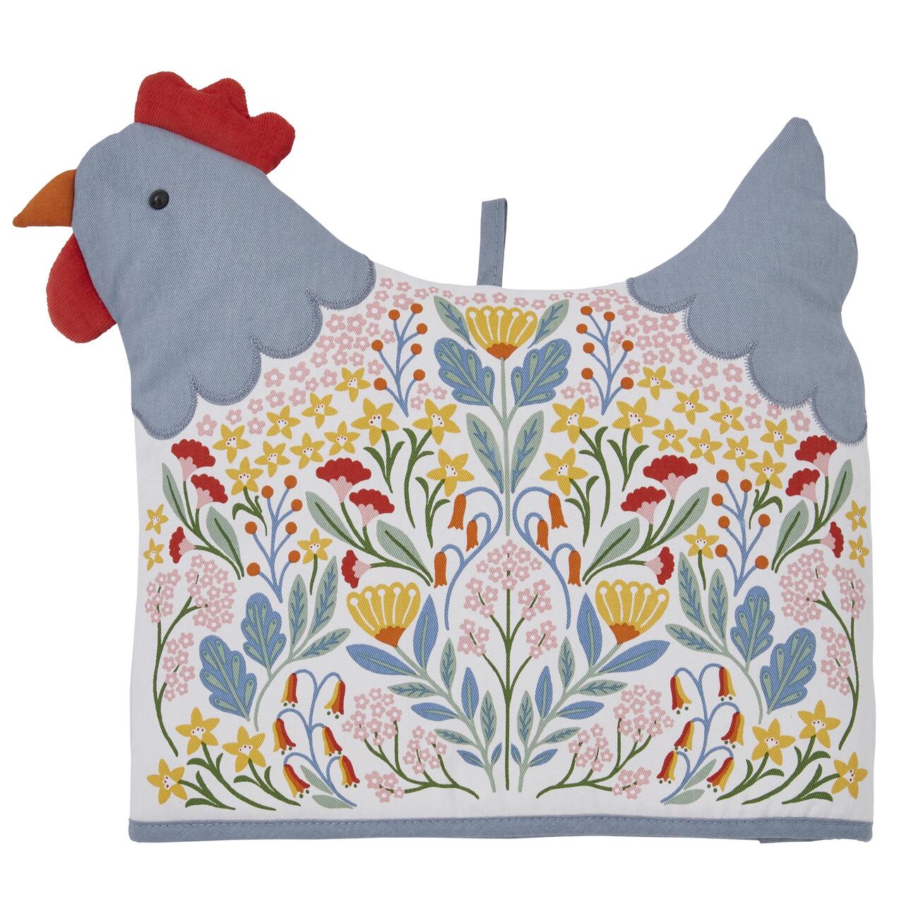 Dekorative Teehaube aus Baumwolle | Motiv Henne