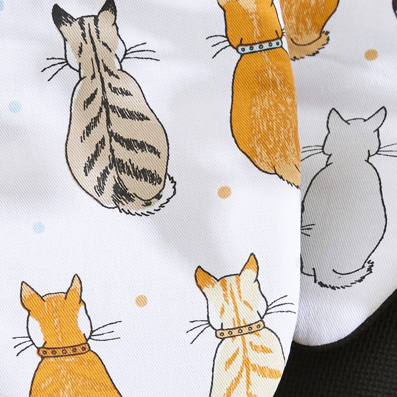 Topfhandschuhe Wartende Katzen-Design im Detail