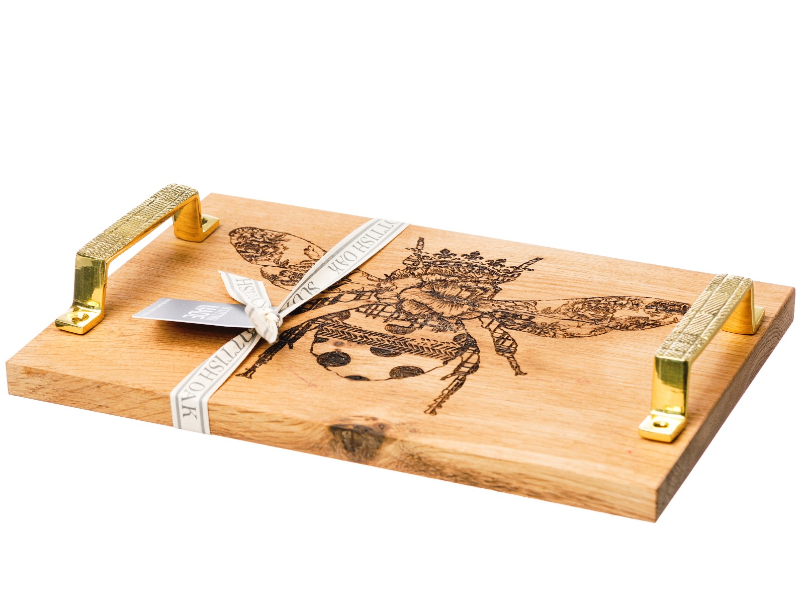Serviertablett aus schottischer Eiche, Motiv Bienenkönigin
