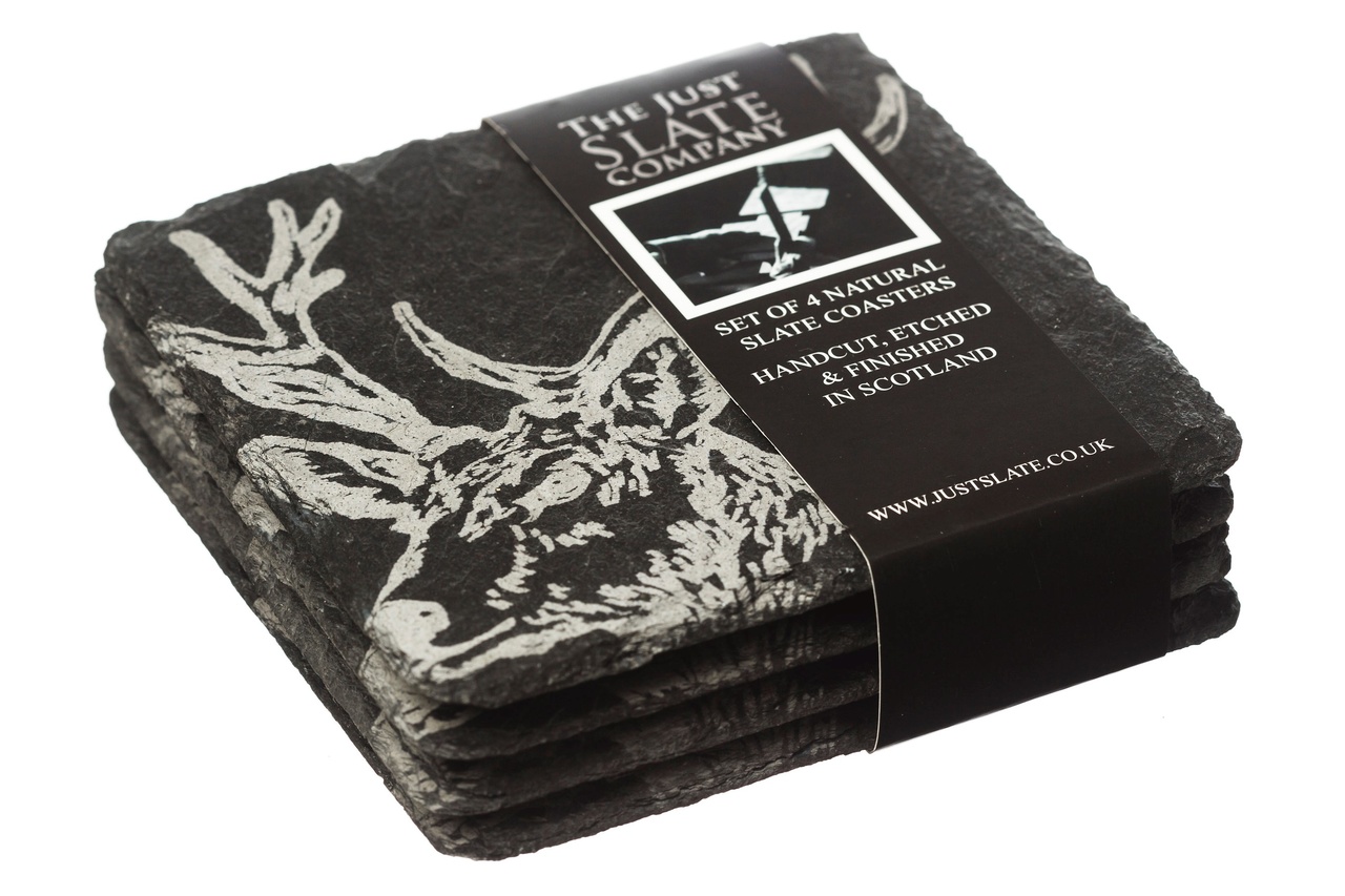 Highland-Quartett | 4er-Set Glasuntersetzer aus Schiefer