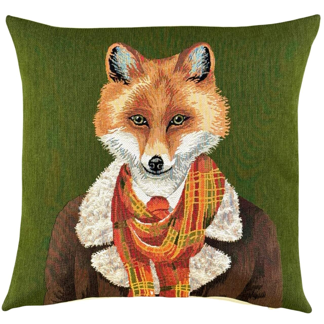 Sofakissenhülle aus Jacquard-Stoff | "Der modebewusste Fuchs² | Dandy-Fuchs