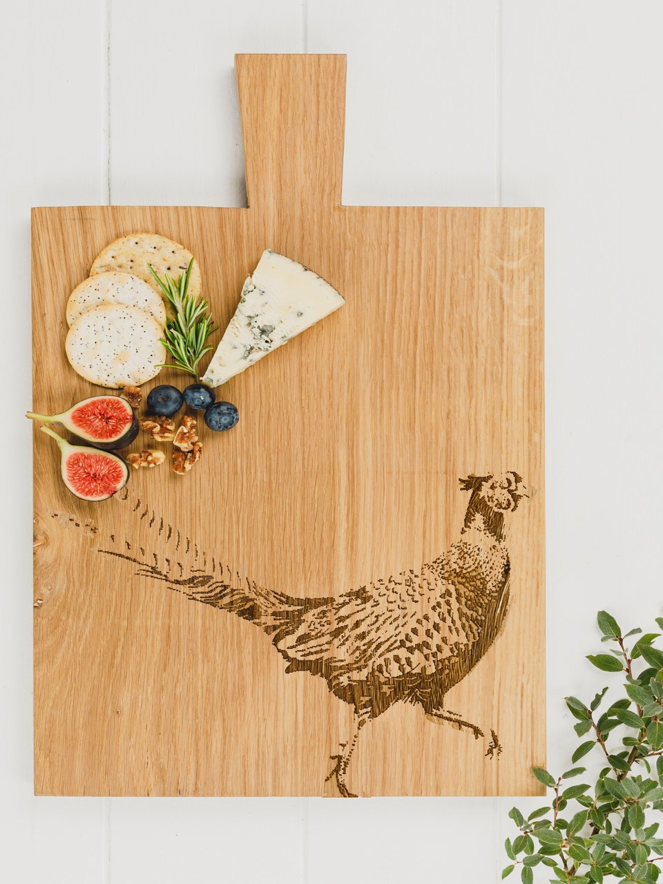Fasan | Medium Paddle- Servierbrett aus Eiche