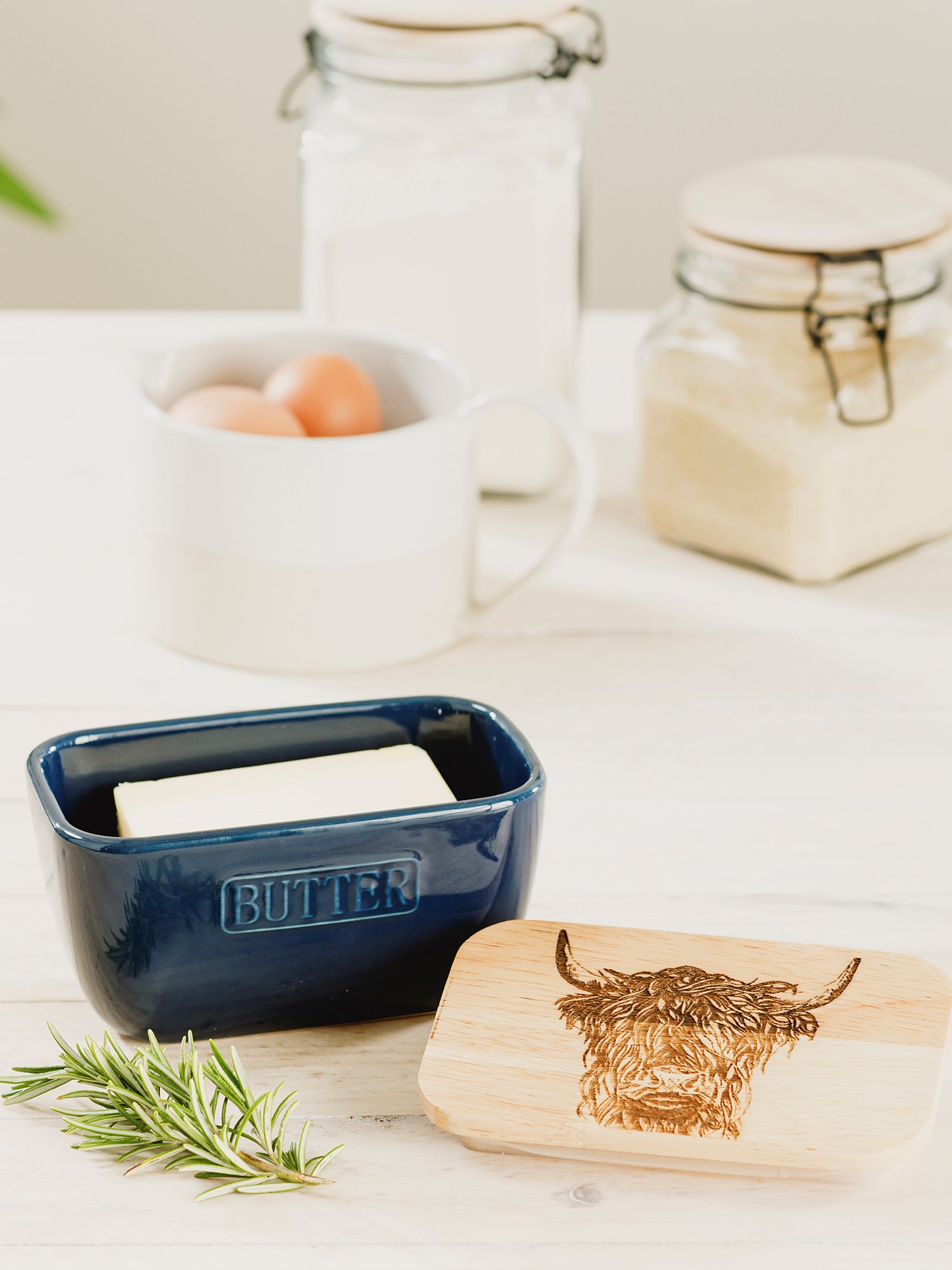Selbrae House Butterdose blau | Design Highland Cow