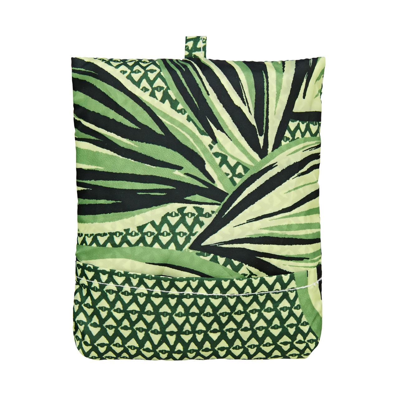 Der Palmblätter-Einkaufsbeutel, sauber aufgeräumt in seinem Täschchen