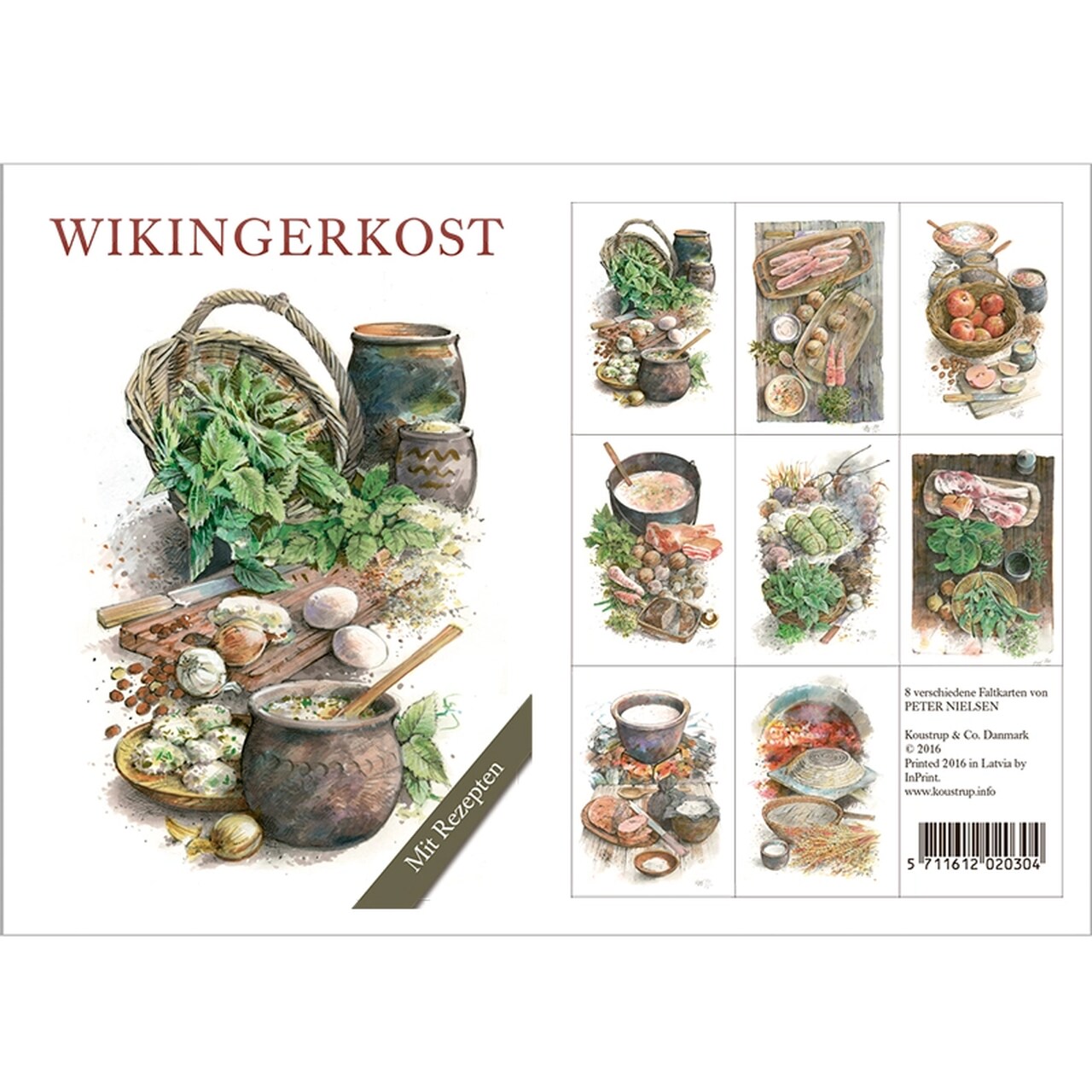 Vorder- und Rückseite der Kartenmappe | mit Illustrationen von Peter Nielsen | Karten aus umweltzertifiziertem FSC-Papier | Umschläge aus umweltfreundlichem Eukalyptuspapier