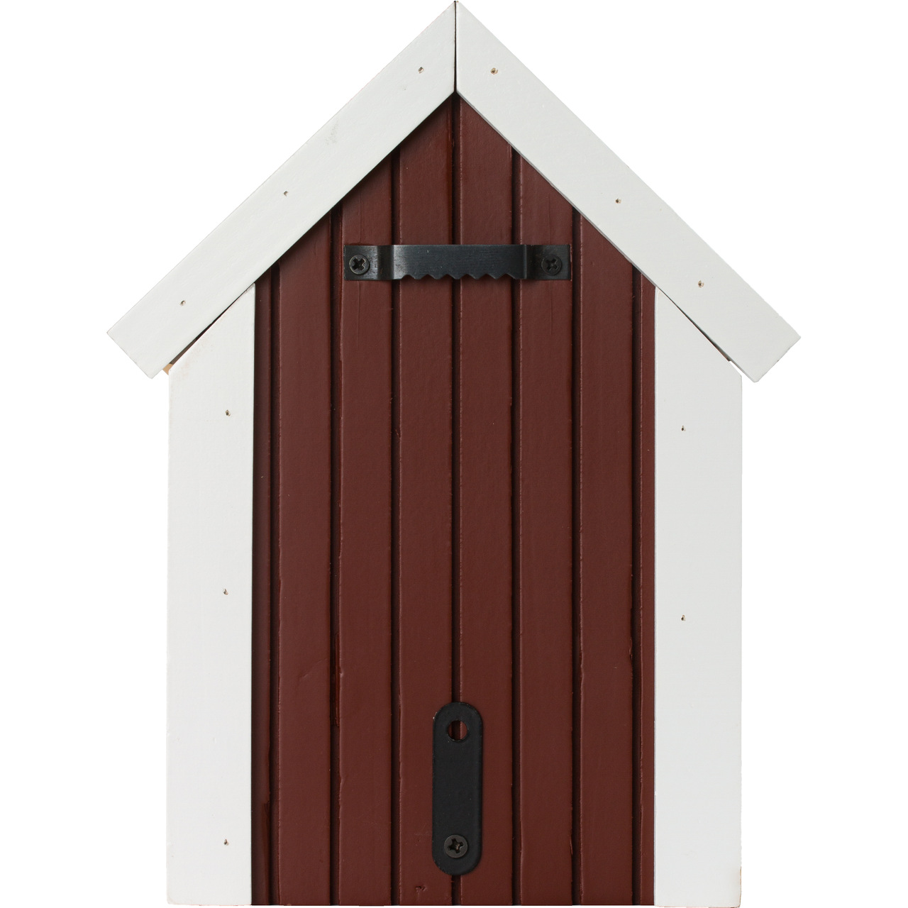 Die Rückseite des roten Bienenhotels