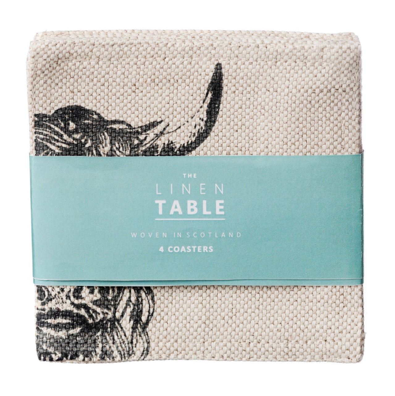 Glasuntersetzer, Motiv Highland Cow, 4er-Set | The Linen Table