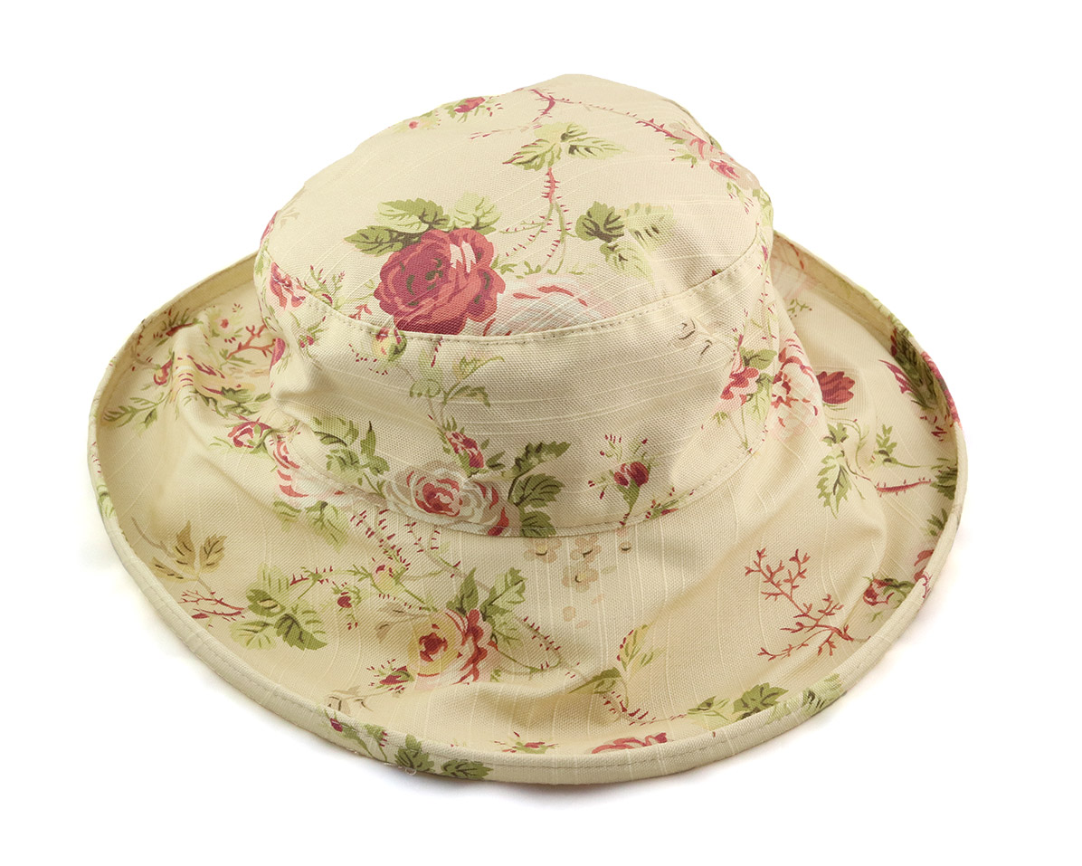 Leinenhut floral pink