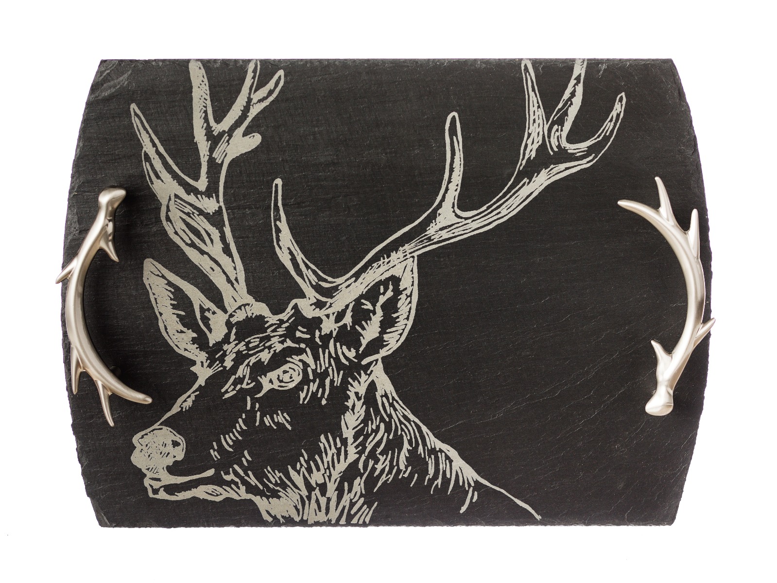 Serviertablett aus Schiefer, medium, Motiv Hirsch