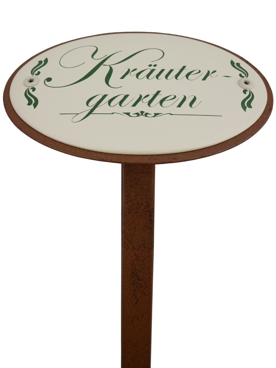 Gartenstecker mit ovalem Emailleschild 'Kräutergarten'