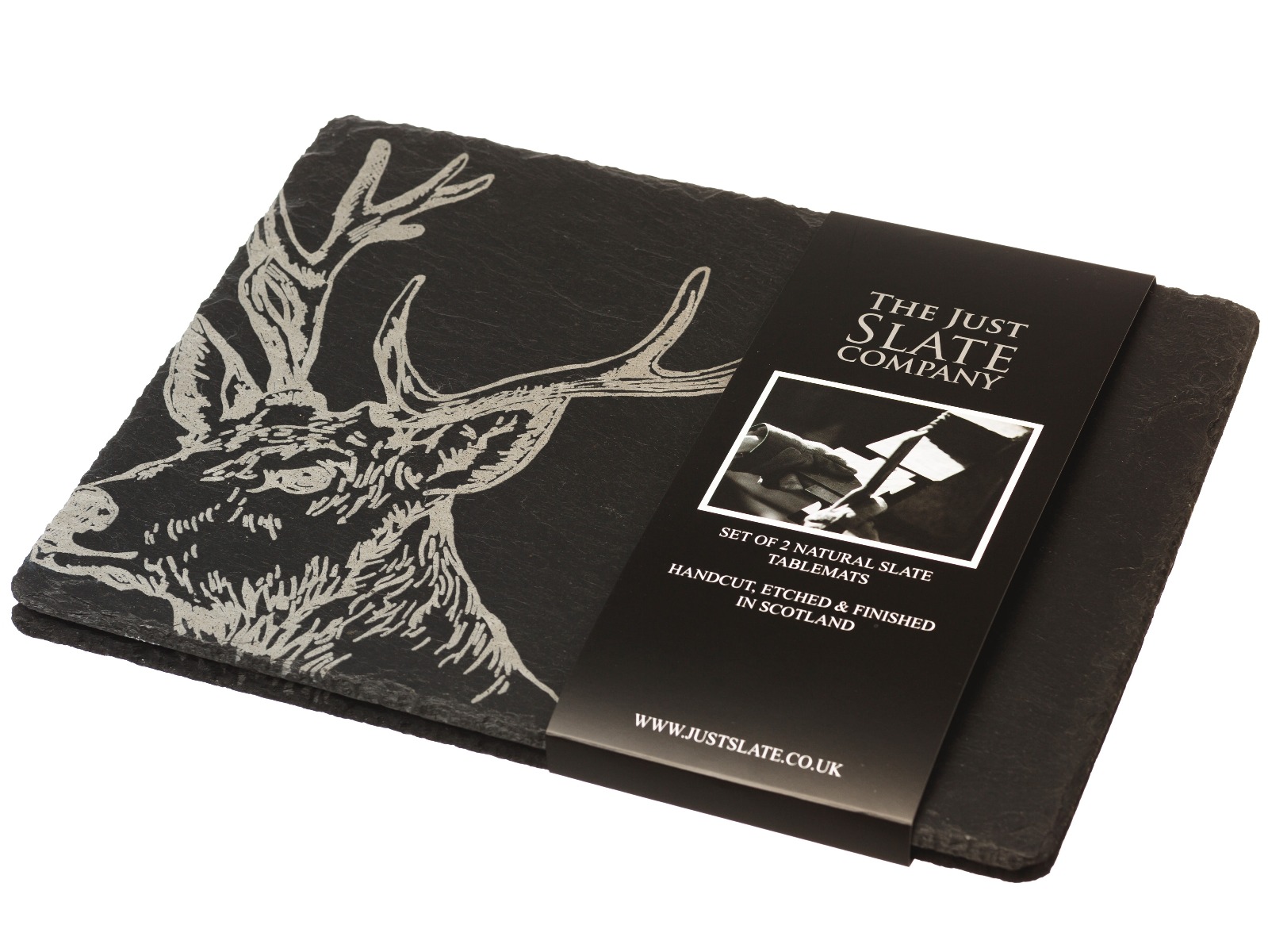 Hirsch | 2-er Set Platzteller aus Schiefer, The Just Slate Company