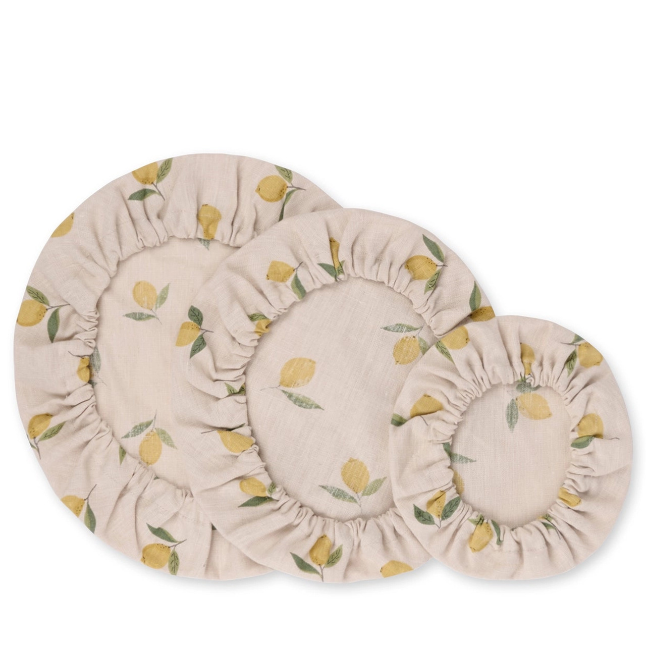 3er-Set Schüsselhauben | Design "Lemons" - Zitronen | 18 cm, 24 cm und 30 cm Durchmesser - passend für kleine bis große Schüsseln | von Sophie Allport aus England