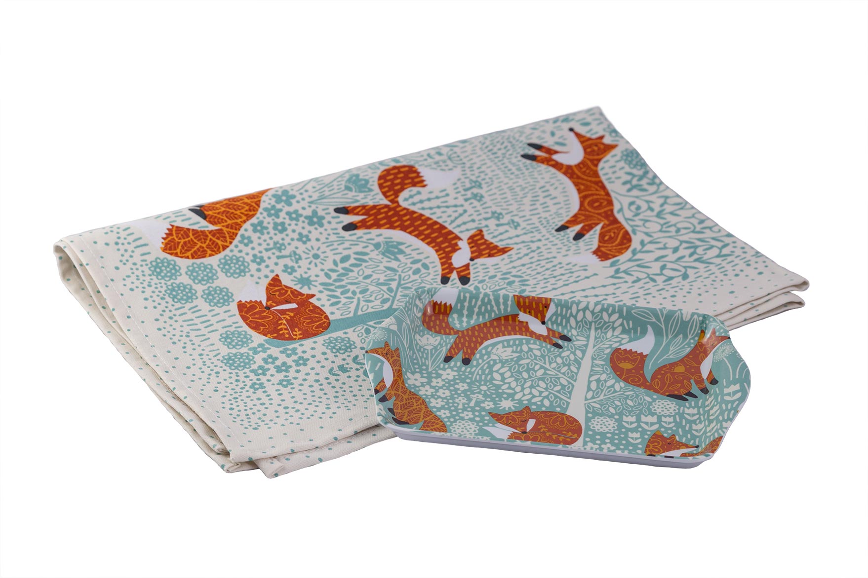 Geschirrtuch und Tablett 'Füchslein'