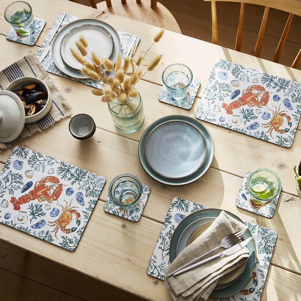 4er-Tischset | von Ulster Weavers | Design Shellfish - Meeresfrüchte