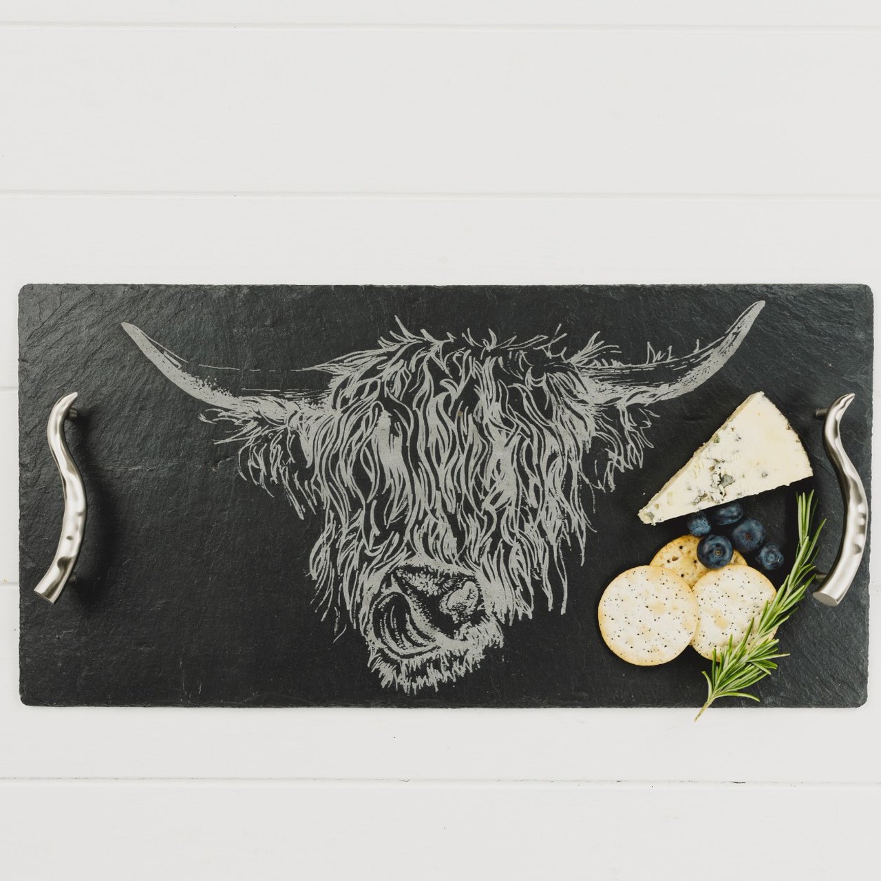 Highland Cow, Serviertablett aus Schiefer, groß