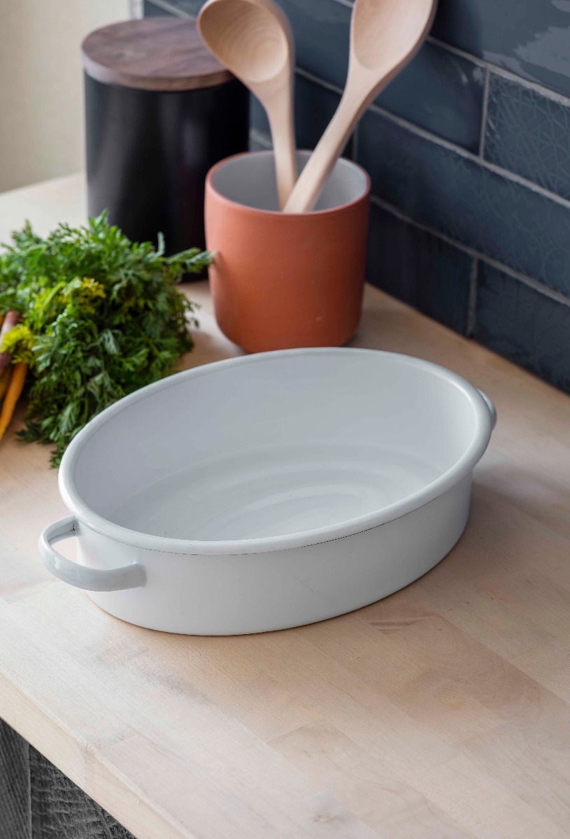 Emaille-Bräter, weiß, oval