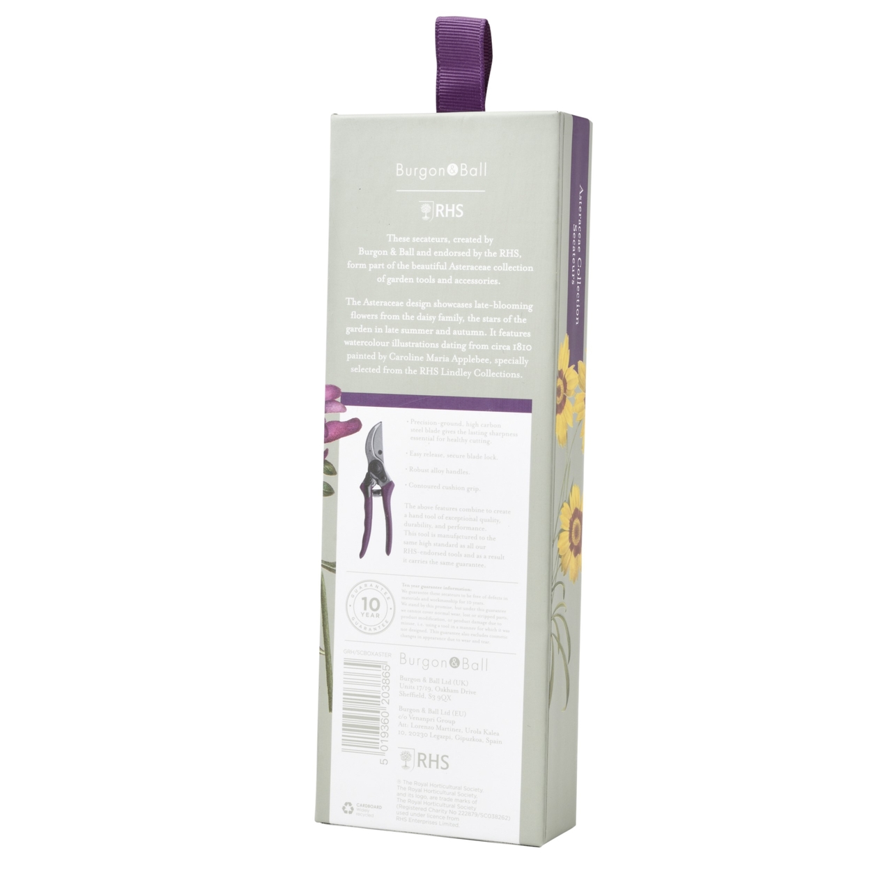 Die Rückseite der Sommeraster-Präsentbox | Gartenschere