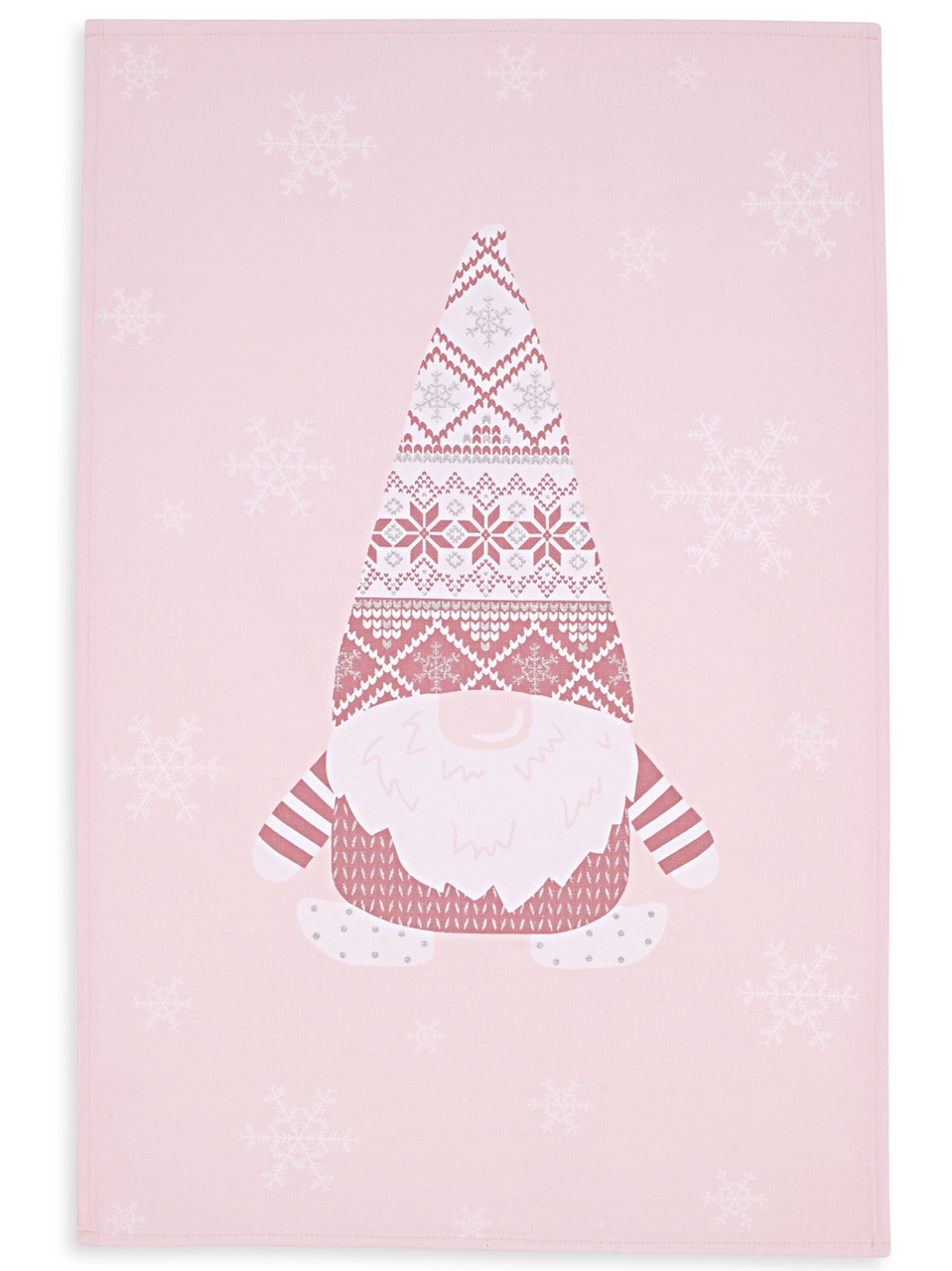 Geschirrtuch Wichtel, rosa, weiß und Silber-Metallic