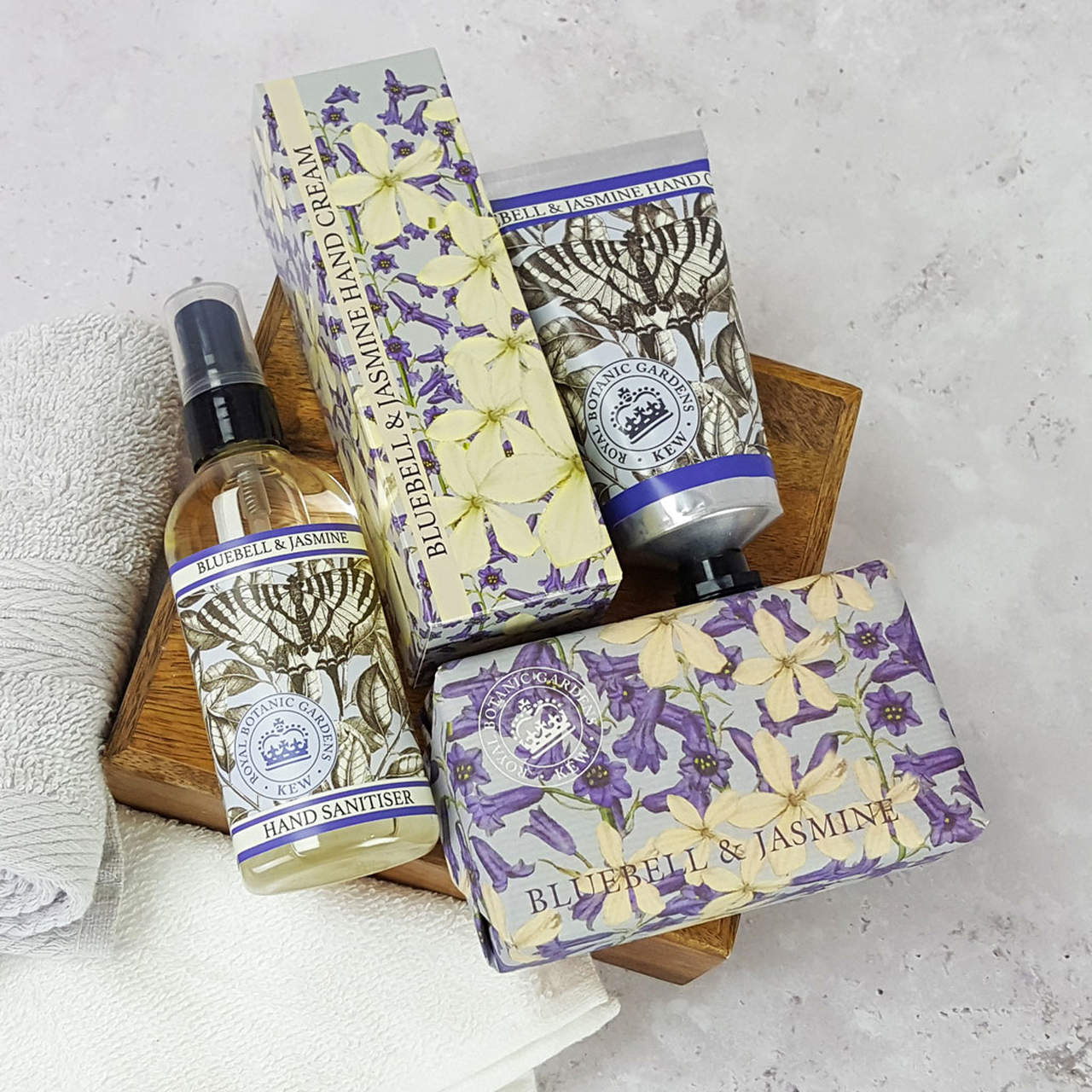 Duftseife, Handcreme und Hand-Desinfektionsspray | Glockenblume & Jasmin