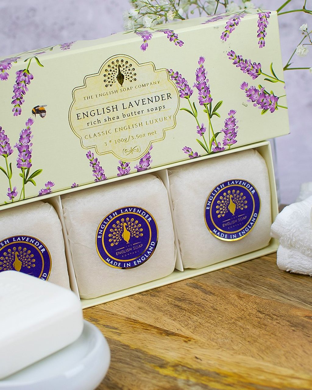 Drei Luxus-Duftseifen 'Englischer Lavendel' | 'The English Soap Company'