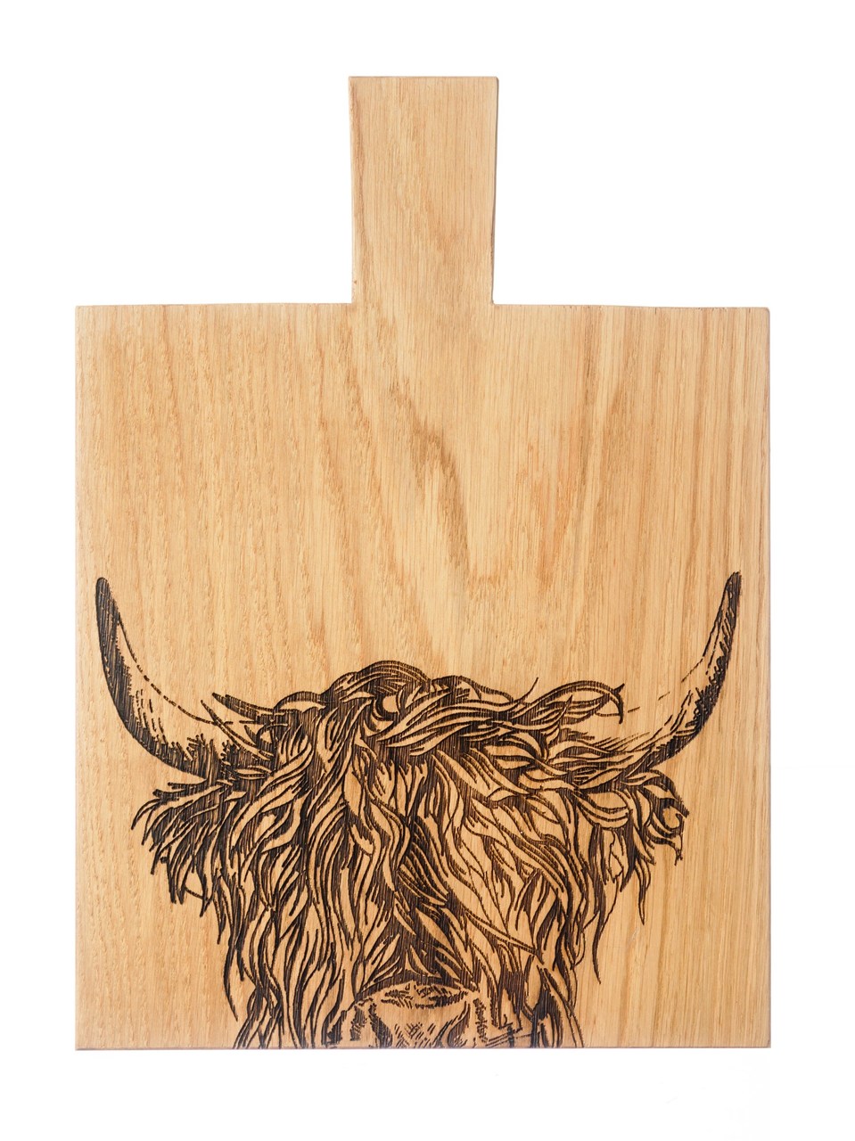 Medium Paddle - Servierbrett aus Eiche | Motiv Highland Cow