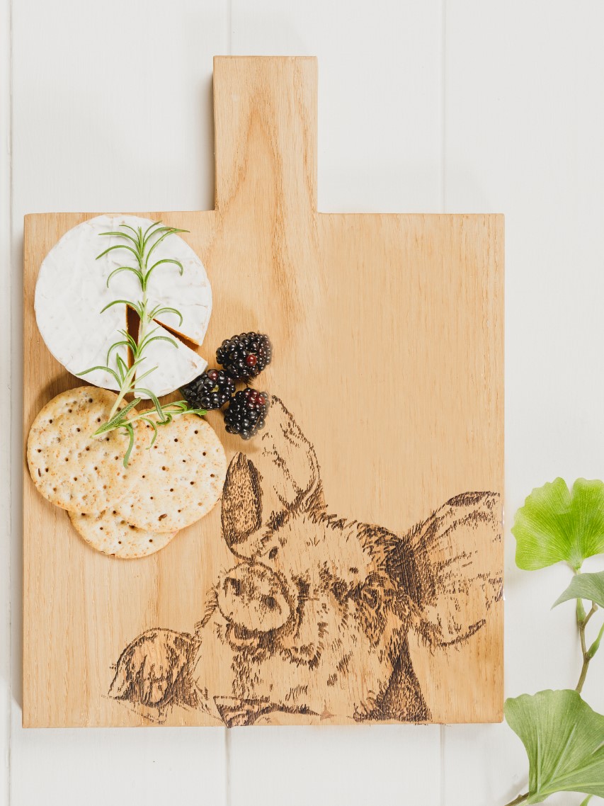 Smiling Pig | Medium Paddle- Servierbrett aus Eiche