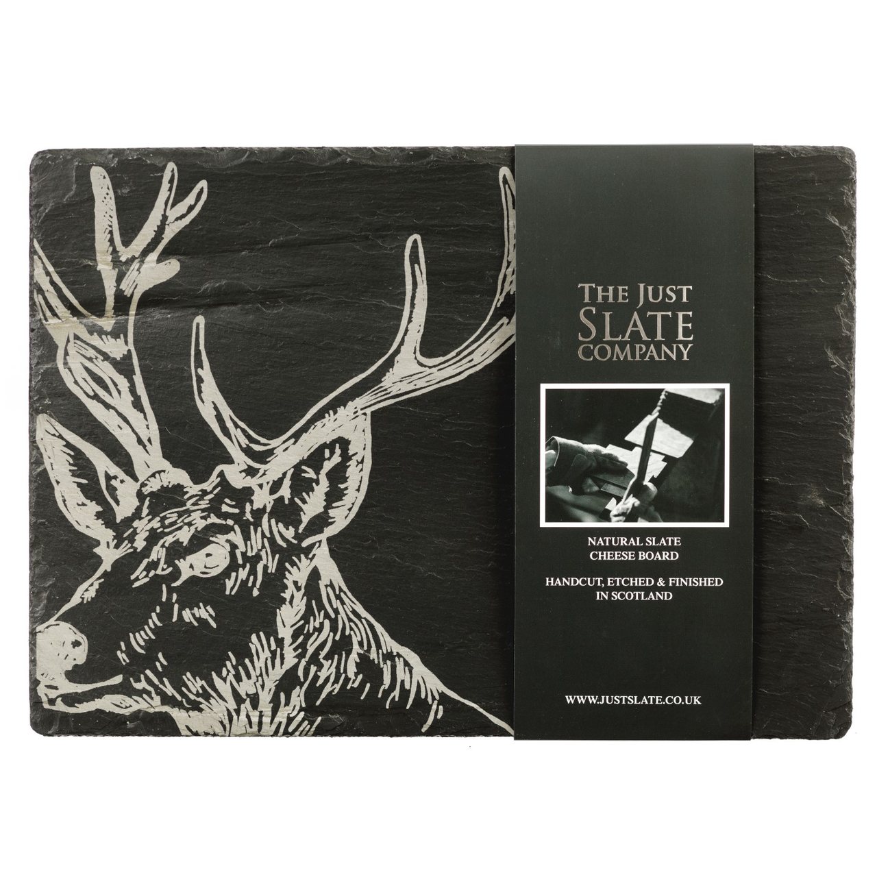 Käseplatte aus Schiefer, Motiv Hirsch | The Just Slate Company