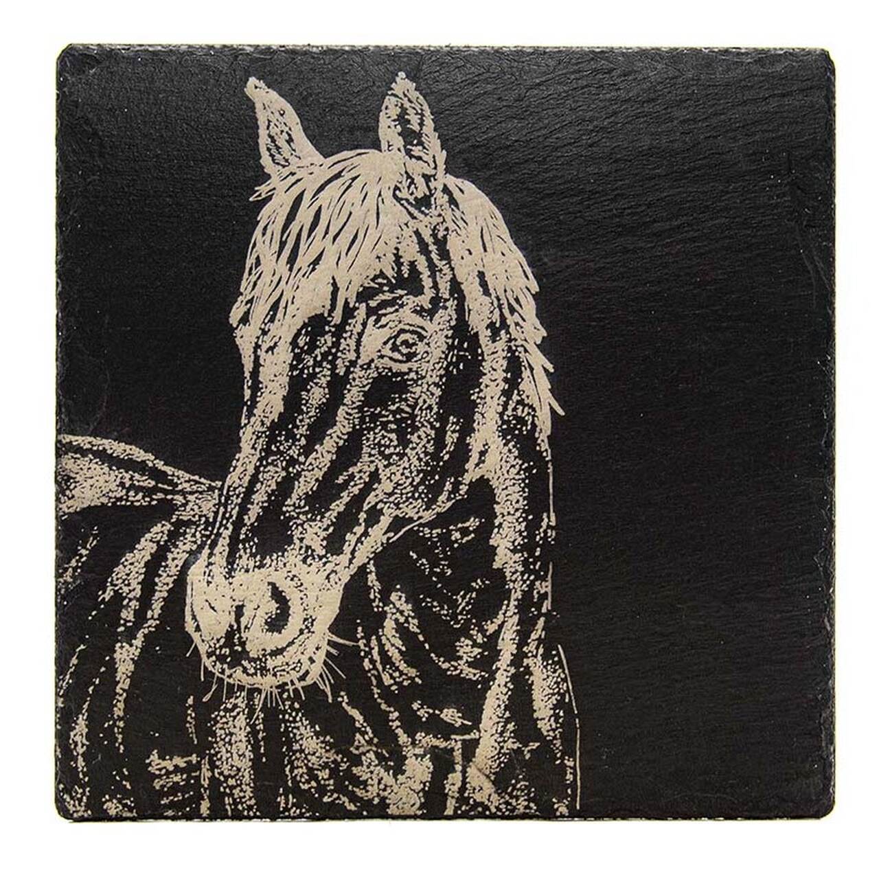 Schiefer-Topfuntersetzer | mit Pferde-Motiv | The Just Slate Company