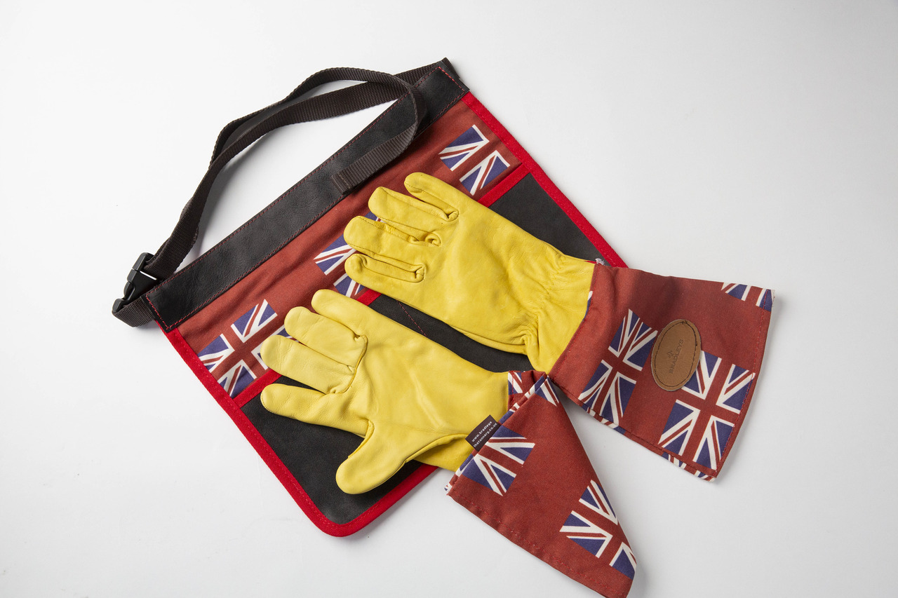Bradleys Gartenset British Flag | Gartenhalbschürze & Rosenhandschuhe | Large