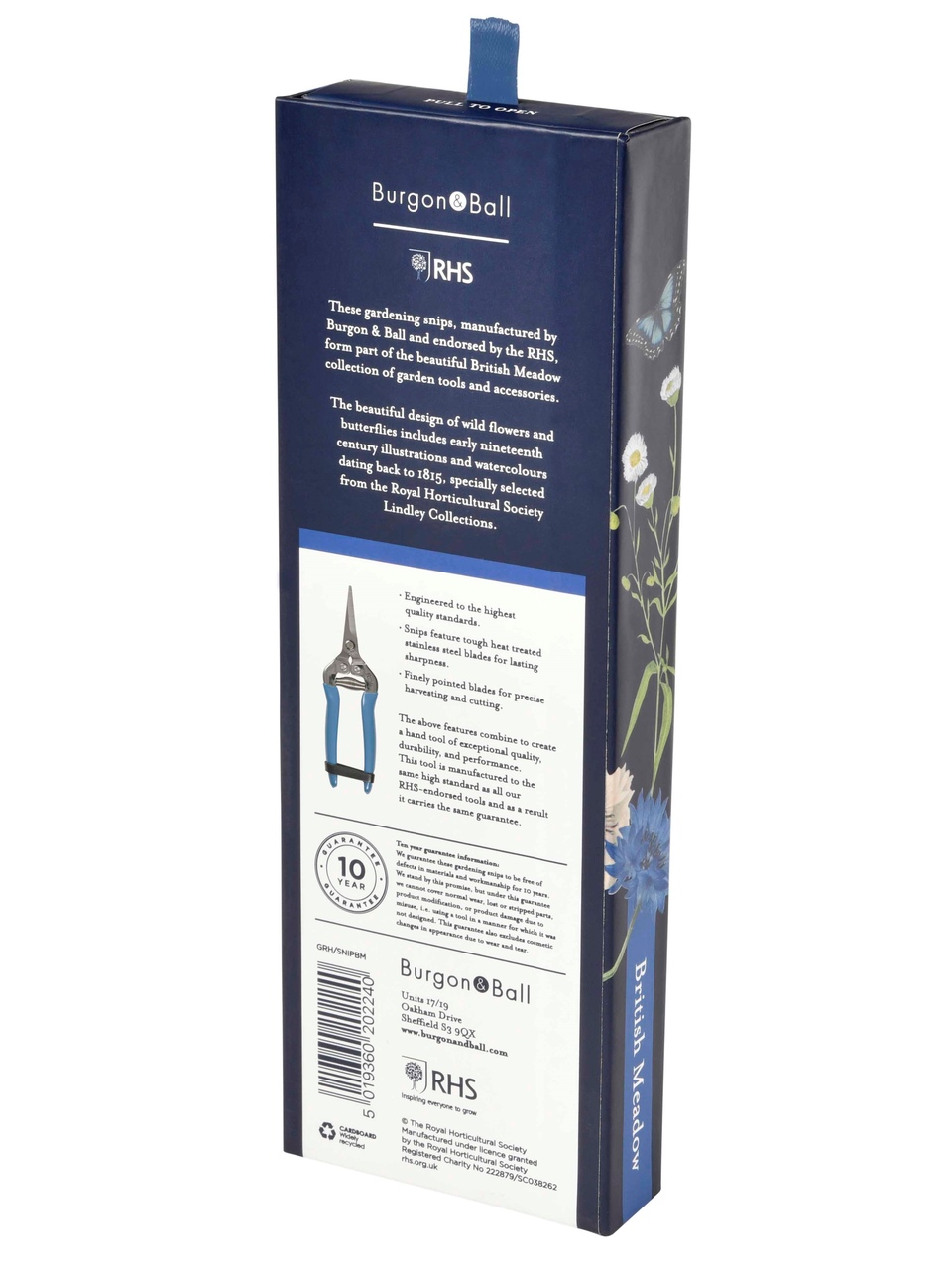 British Meadow, Blumen- u. Ernteschere Präsentbox hinten